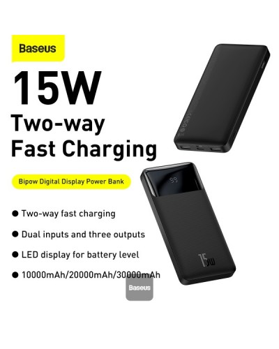 Baterie Externa BASEUS Bipow Digital Display Power Bank 10000mAh 15W - Negru
