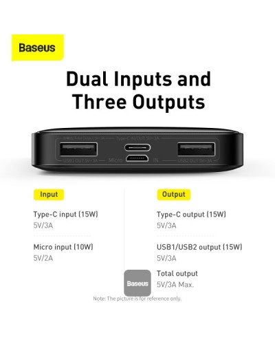 Baterie Externa BASEUS Bipow Digital Display Power Bank 10000mAh 15W - Negru