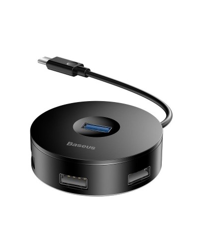 HUB USB-C Baseus Airjoy Round Box 4 Porturi | USB3.0 + 3x USB2.0 Negru