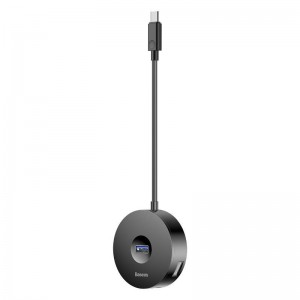 HUB USB-C Baseus Airjoy Round Box 4 Porturi | USB3.0 + 3x USB2.0 Negru