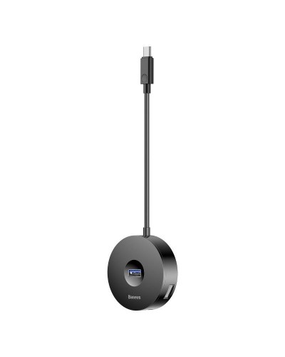HUB USB-C Baseus Airjoy Round Box 4 Porturi | USB3.0 + 3x USB2.0 Negru