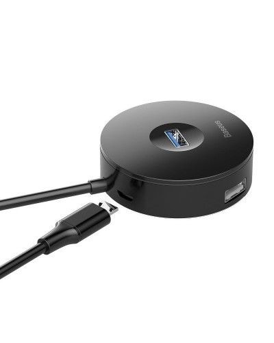 HUB USB-C Baseus Airjoy Round Box 4 Porturi | USB3.0 + 3x USB2.0 Negru