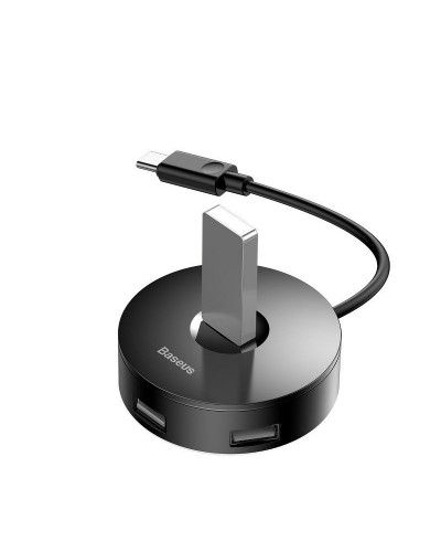 HUB USB-C Baseus Airjoy Round Box 4 Porturi | USB3.0 + 3x USB2.0 Negru