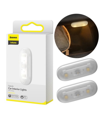 Set Lampa LED BASEUS, Interior Auto, Tip Capsula - Alb