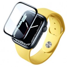 Set 2x Folie Sticlă Apple Watch 45mm (Series 7/8/9) Baseus Curved-Screen Crystal, Acoperire Completă 3D - Negru