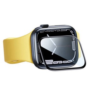 Set 2x Folie Sticlă Apple Watch 45mm (Series 7/8/9) Baseus Curved-Screen Crystal, Acoperire Completă 3D - Negru