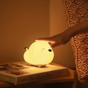 Lampă de Veghe LED Baseus Cute Series Doggie, Silicon Moale, RGB, Touch Control, 1100 mAh - Alb
