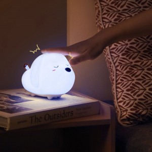 Lampă de Veghe LED Baseus Cute Series Doggie, Silicon Moale, RGB, Touch Control, 1100 mAh - Alb