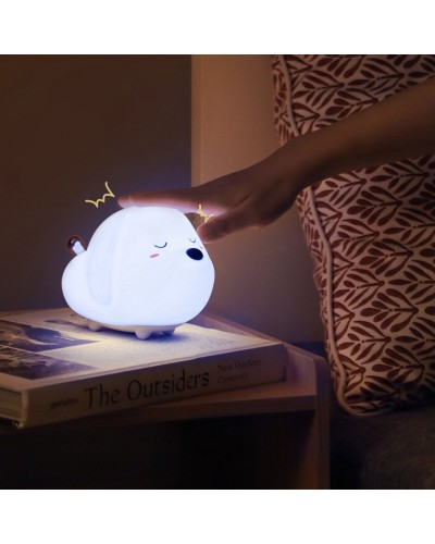 Lampă de Veghe LED Baseus Cute Series Doggie, Silicon Moale, RGB, Touch Control, 1100 mAh - Alb