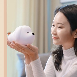 Lampă de Veghe LED Baseus Cute Series Doggie, Silicon Moale, RGB, Touch Control, 1100 mAh - Alb