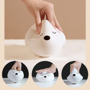 Lampă de Veghe LED Baseus Cute Series Doggie, Silicon Moale, RGB, Touch Control, 1100 mAh - Alb