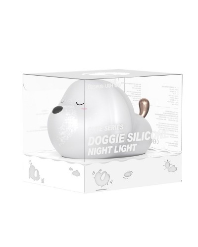 Lampă de Veghe LED Baseus Cute Series Doggie, Silicon Moale, RGB, Touch Control, 1100 mAh - Alb