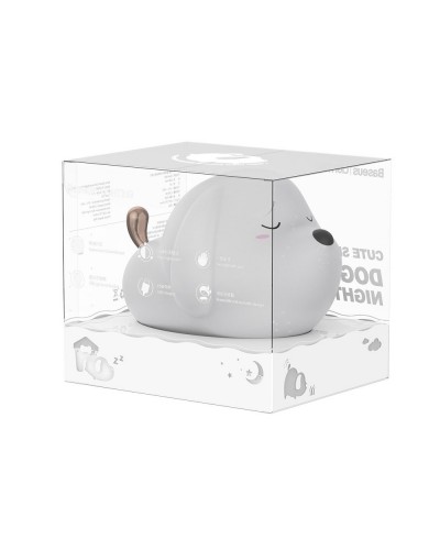 Lampă de Veghe LED Baseus Cute Series Doggie, Silicon Moale, RGB, Touch Control, 1100 mAh - Alb
