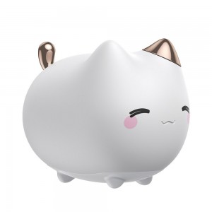 Lampă de Veghe LED Baseus Cute Series Kitty, Silicon Moale, RGB, Touch Control, 1100 mAh - Alb