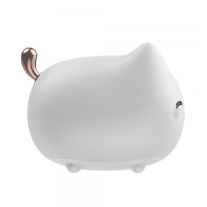 Lampă de Veghe LED Baseus Cute Series Kitty, Silicon Moale, RGB, Touch Control, 1100 mAh - Alb