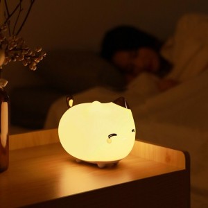 Lampă de Veghe LED Baseus Cute Series Kitty, Silicon Moale, RGB, Touch Control, 1100 mAh - Alb