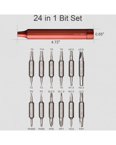 Surubelnita Electrica de precizie Xiaomi HOTO QWLSD004, 24-in-1, Aluminiu - Rosu