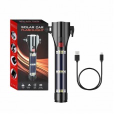 Lanterna LED Solara Superfire D30, 310lm, 10W, 2000mAh, 6 moduri, Ciocan Urgenta, Belt Cutter, SOS - Negru