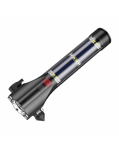 Lanterna LED Solara Superfire D30, 310lm, 10W, 2000mAh, 6 moduri, Ciocan Urgenta, Belt Cutter, SOS - Negru