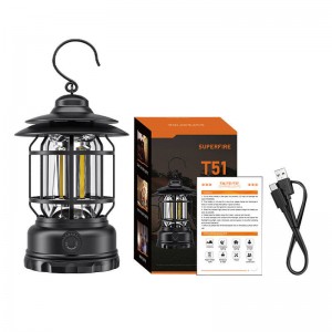 Lanterna Camping LED Superfire T51, 5W, Type-C, 1400 mAh, IP43 - Negru