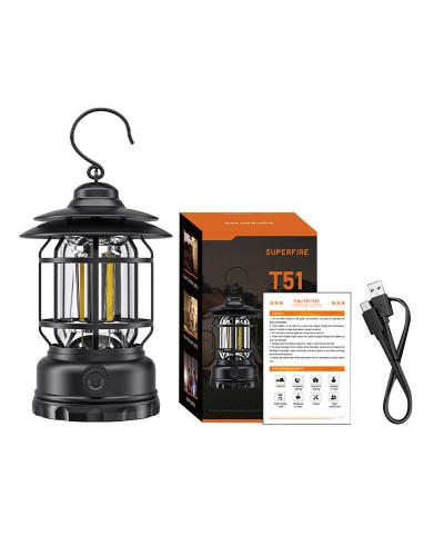 Lanterna Camping LED Superfire T51, 5W, Type-C, 1400 mAh, IP43 - Negru