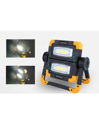 Proiector LED Portabil SUPERFIRE G7, Acumulator 5000mAh, 600-1000 lumeni, 2x10W - Negru