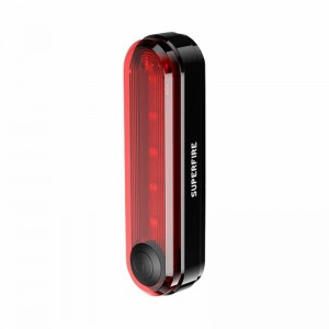 Lumină Bicicletă Spate Superfire BTL01, LED 5x1W, 4 Moduri, IP44, Negru