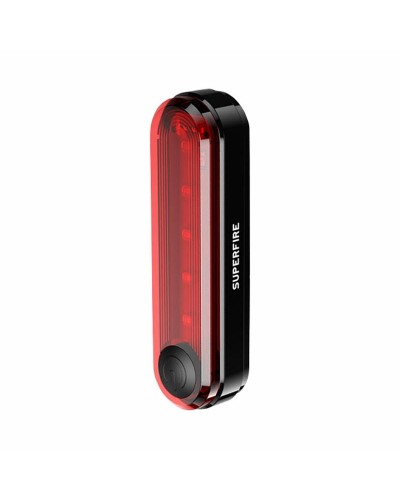 Lumină Bicicletă Spate Superfire BTL01, LED 5x1W, 4 Moduri, IP44, Negru