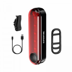 Lumină Bicicletă Spate Superfire BTL01, LED 5x1W, 4 Moduri, IP44, Negru