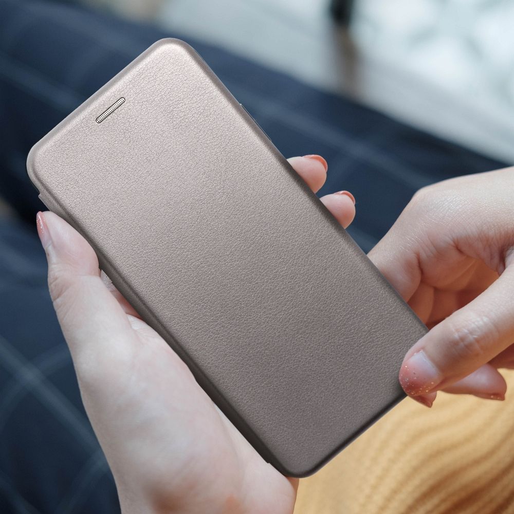 Husă Samsung Galaxy S23 FE MANGUSTA Elegance Book Gri - detaliu margini curbate și finisaj piele ecologică