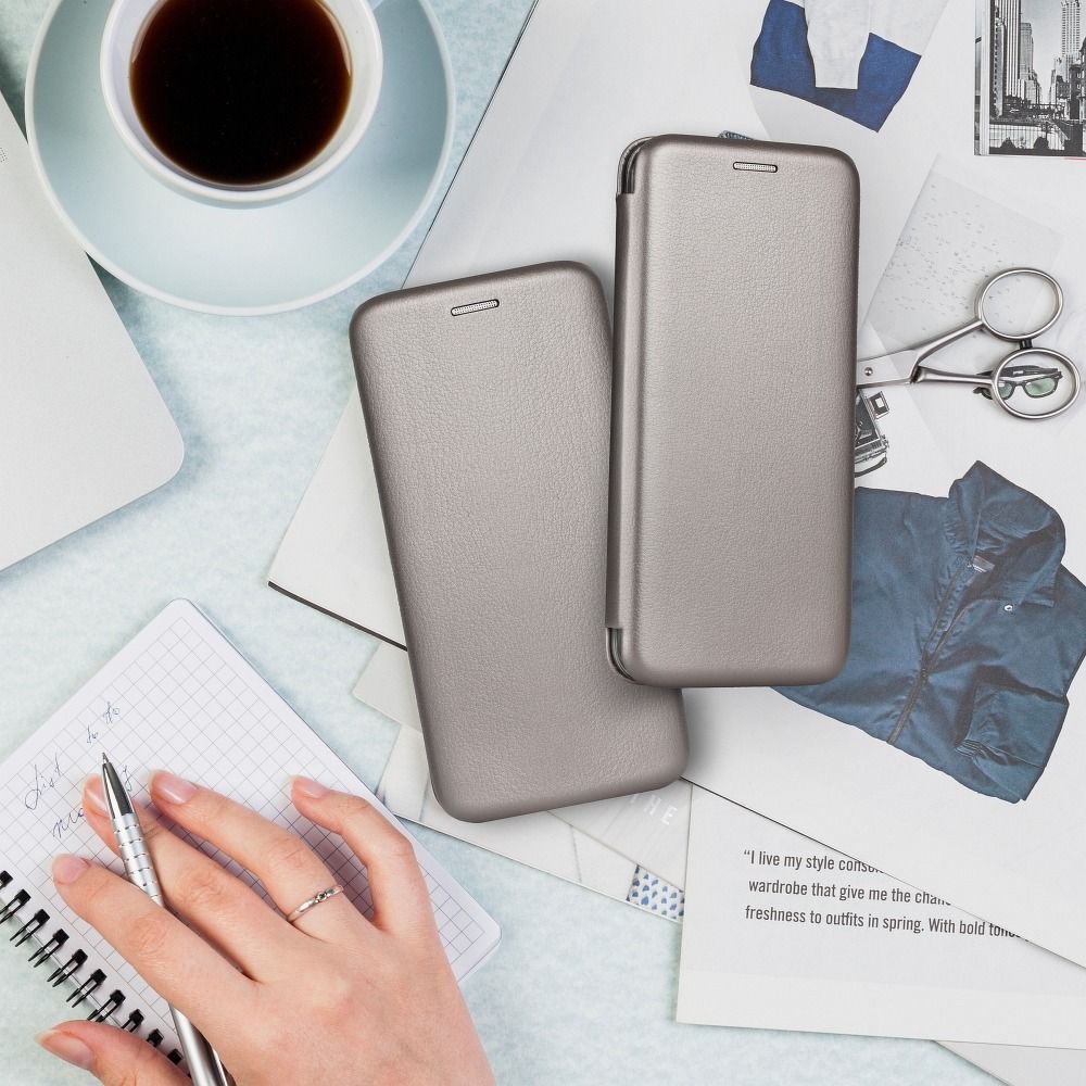 Husă Samsung Galaxy A13 5G A04s MANGUSTA Elegance Gri - vedere interior cu buzunar card lateral și shell TPU