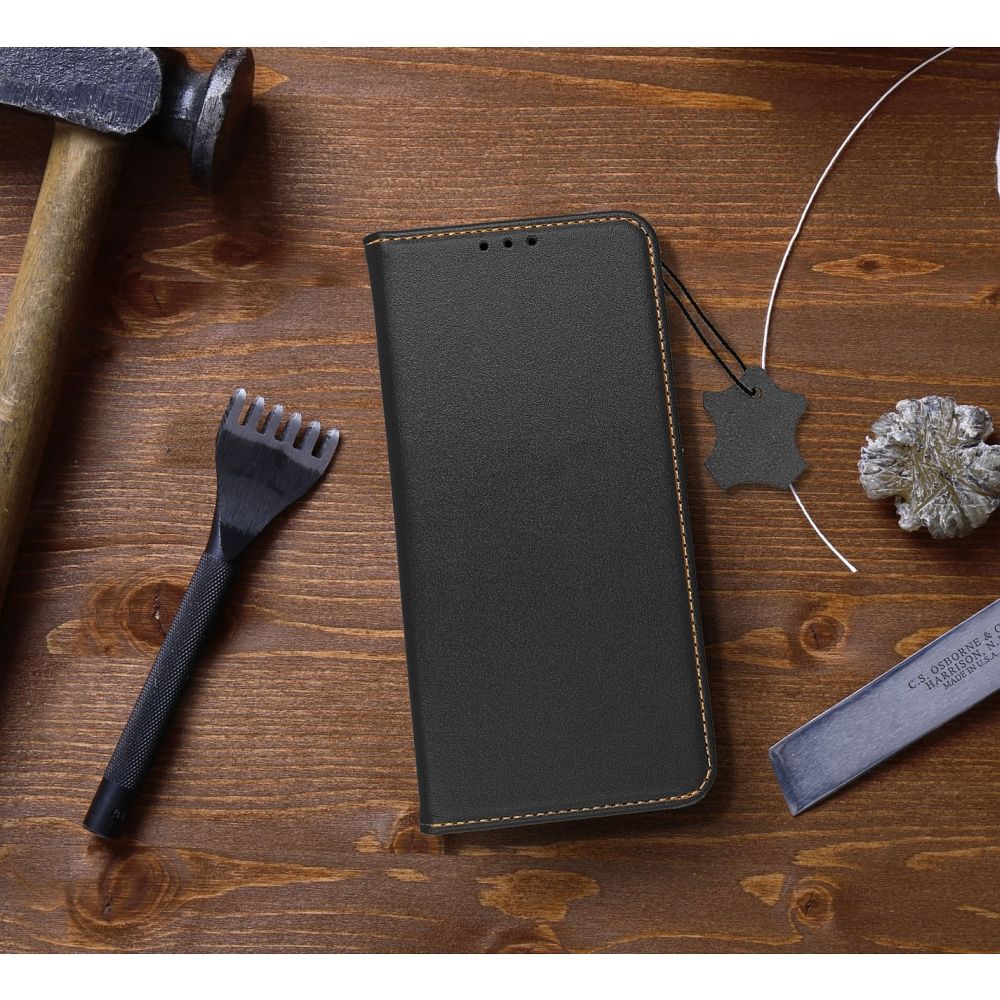 Husă MANGUSTA Leather Book PRO Samsung A23 5G Negru - interior silicon mat cu slot card și stand orizontal