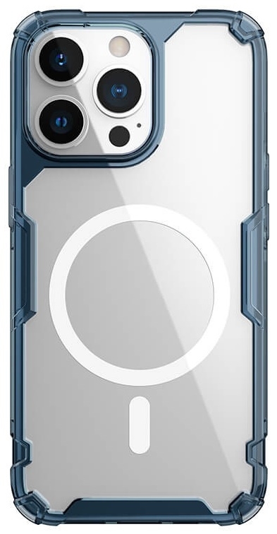 Husă iPhone 13 Pro Nillkin Nature TPU Pro Magnetic Transparentă, ramă albastră