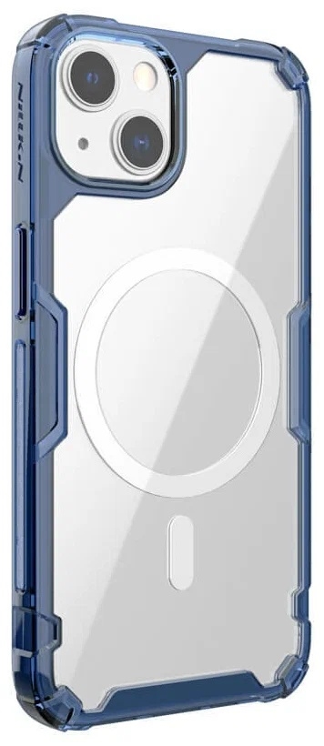 Husă iPhone 13 Nillkin Nature TPU Pro Magnetic Transparentă, ramă albastră