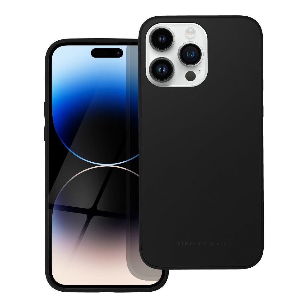 Husa iPhone 14 Pro Max ROAR Matte Glass negru - spate sticlă mată anti-amprente