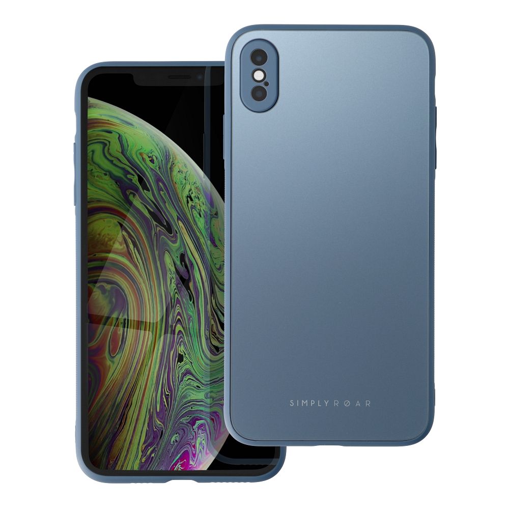 Husa iPhone XS Max ROAR Matte Glass albastru - spate sticlă mată anti-amprente