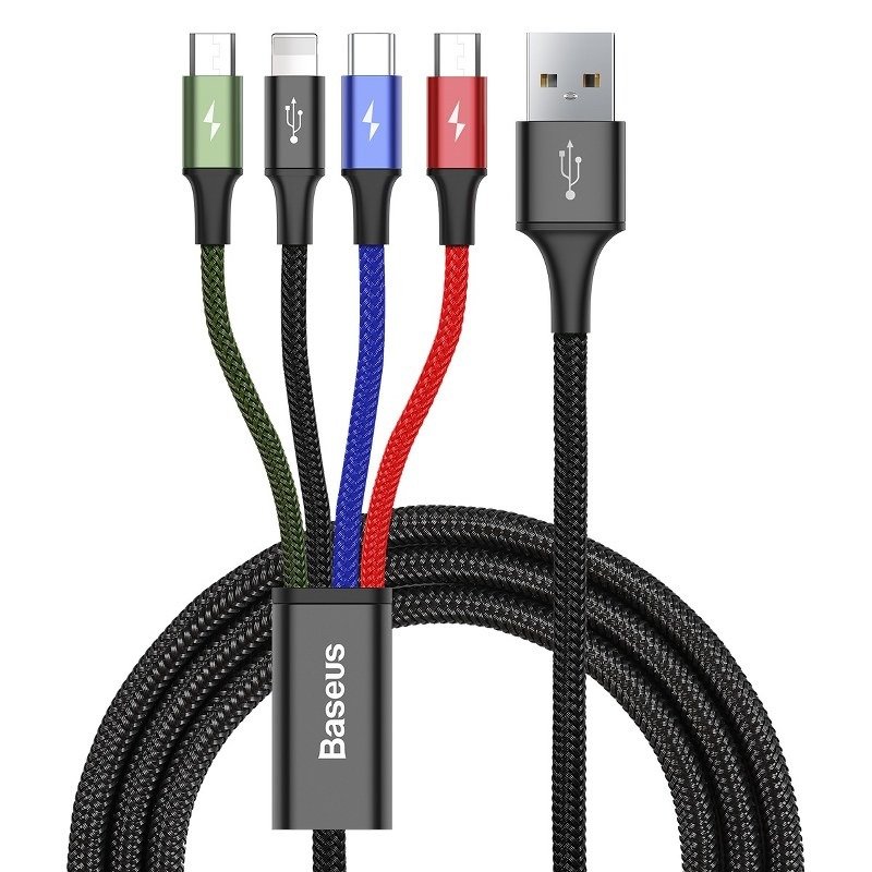 Cablu 4in1 BASEUS Rapid 2x Micro USB / Type-C / Lightning, 3.5A, 1.2m - Negru