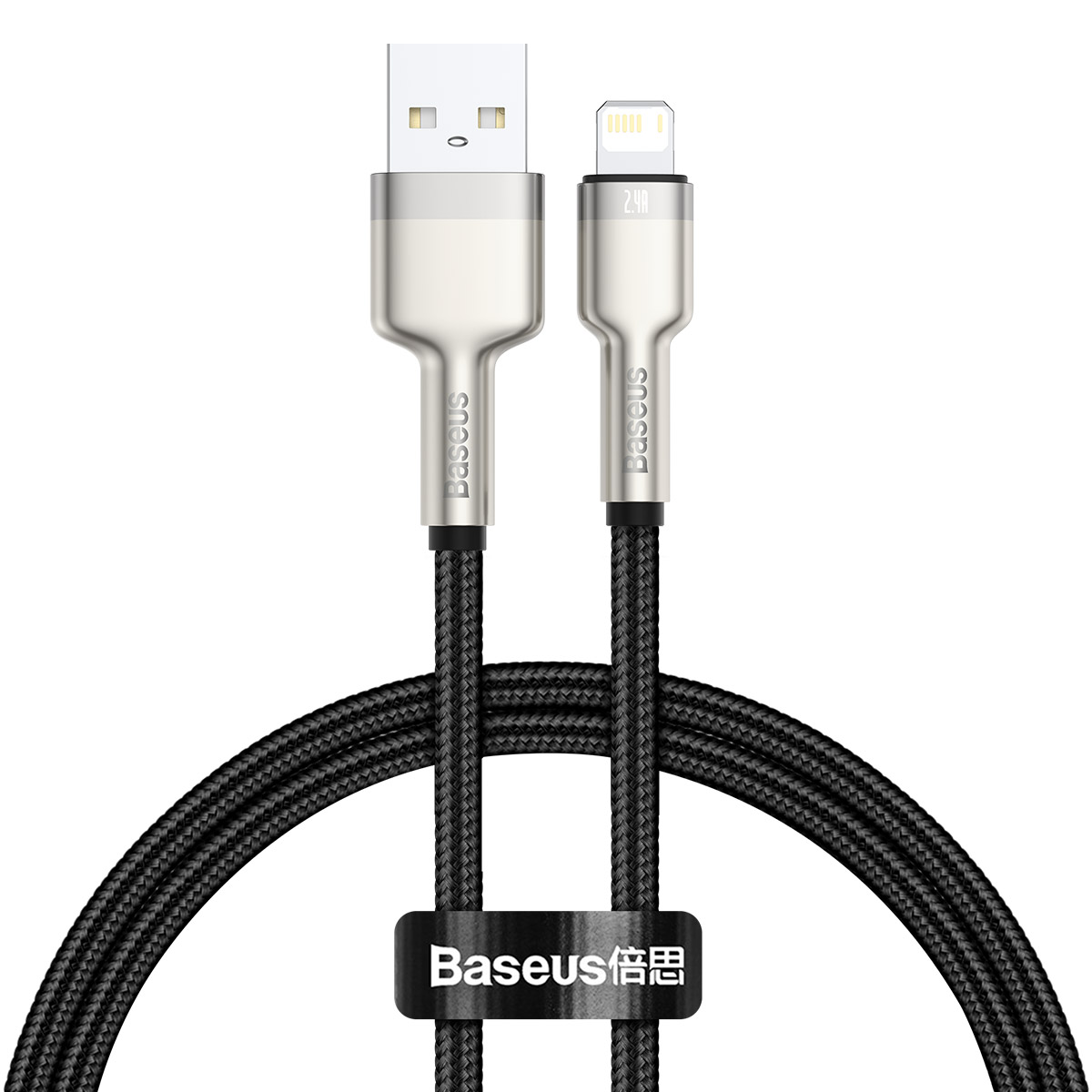 Cablu Baseus Cafule Metal USB la Lightning 2.4A 0.25m Negru