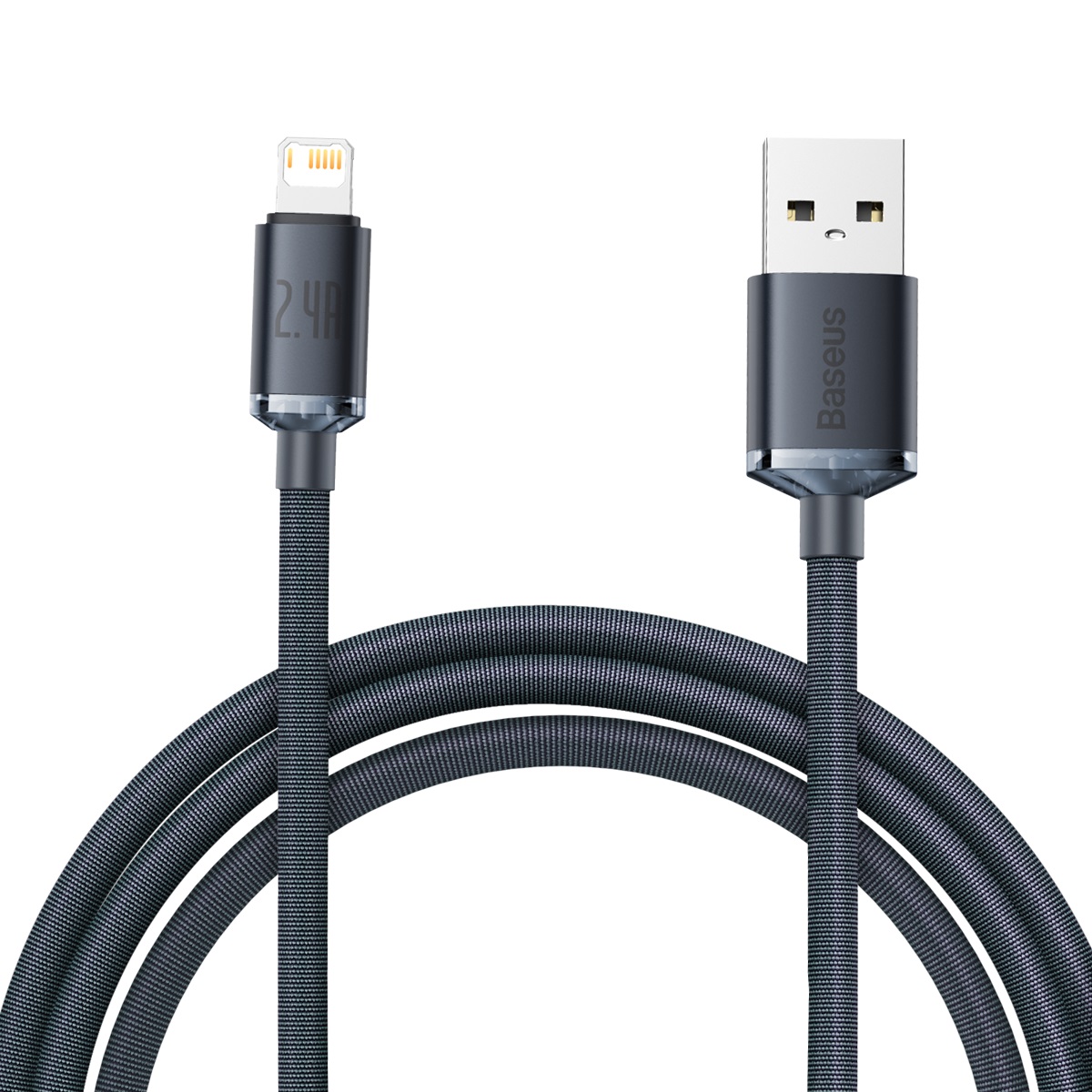 Cablu Baseus Crystal Shine USB la Lightning 2.4A 2m Negru