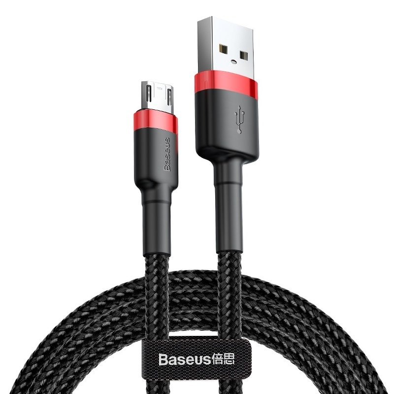 Cablu Baseus Cafule USB la Micro-USB 2A 3m Negru & Roșu