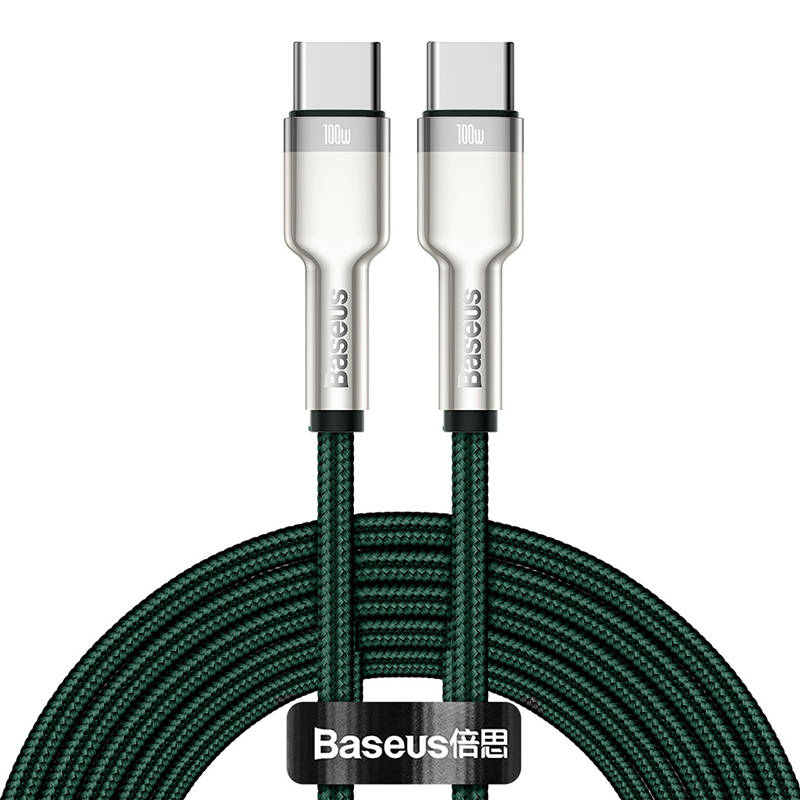 Cablu Baseus Cafule Metal USB-C la USB-C 100W 2m Verde