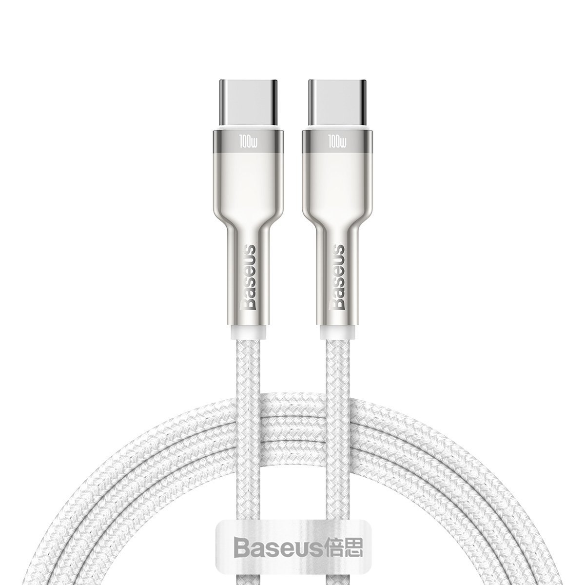 Cablu Baseus Cafule Metal USB-C la USB-C 100W 1m Alb