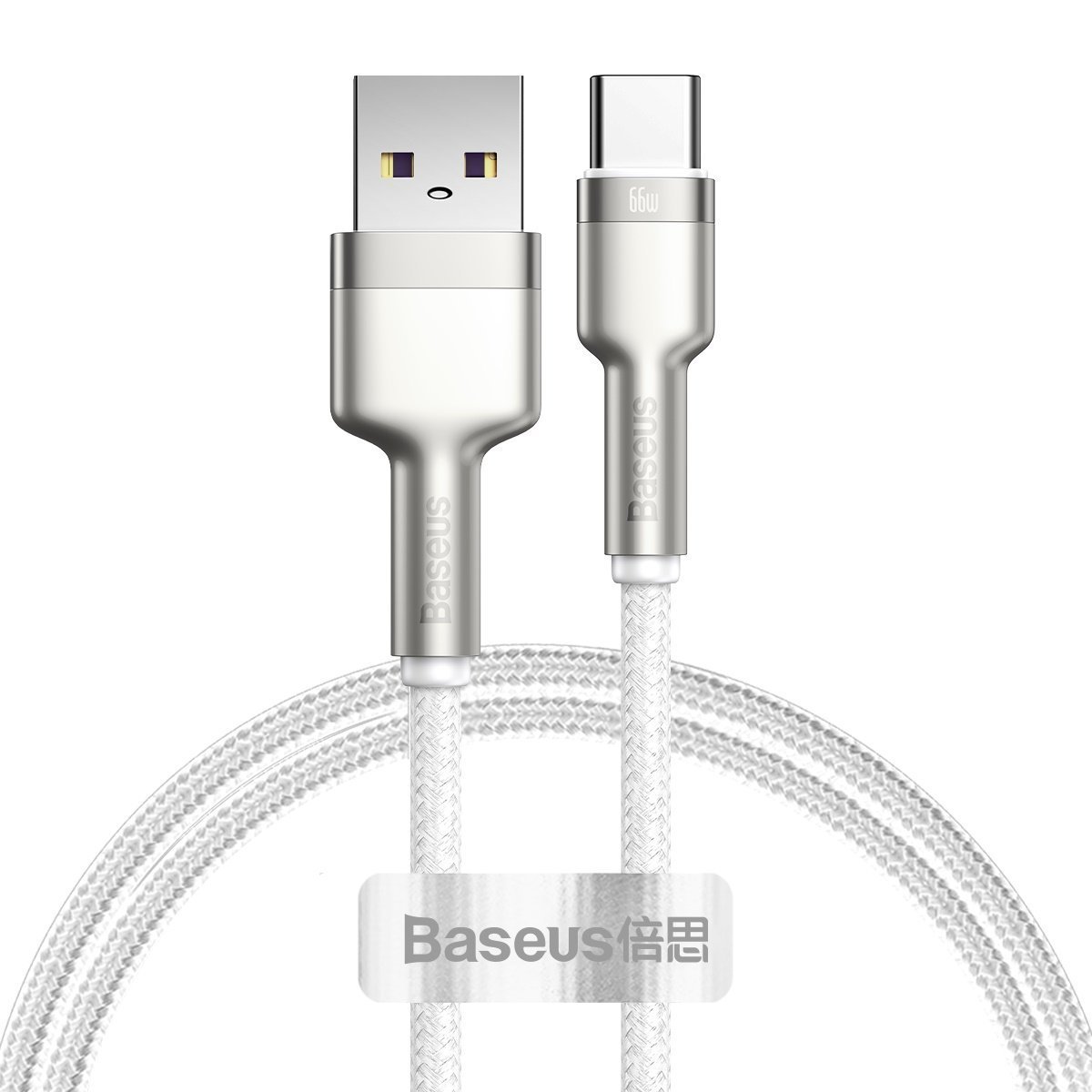 Cablu Baseus Cafule Metal USB la USB-C 66W 1m Alb