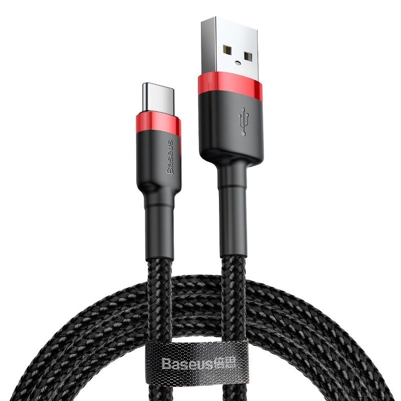 Cablu BASEUS Cafule USB to Type-C, 3A, 1m - Rosu & Negru