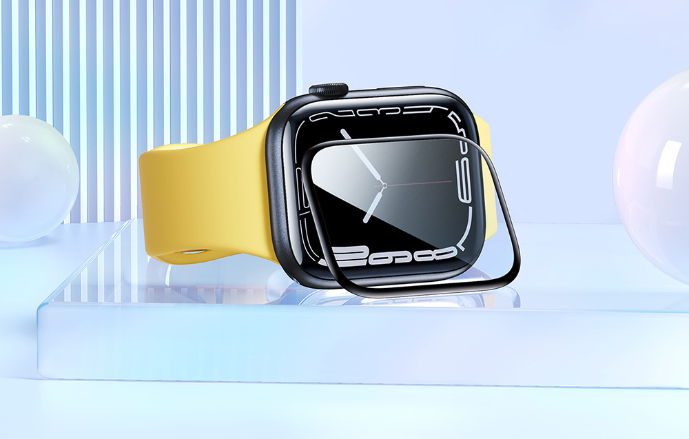 Folie Baseus Curved-Screen Crystal Apple Watch 40mm Negru - design 3D curbat full-coverage